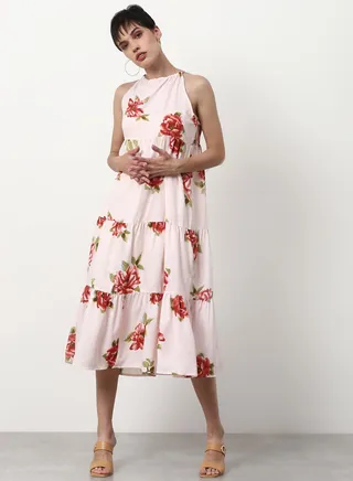 Regular Fit Casual Dress Peach 