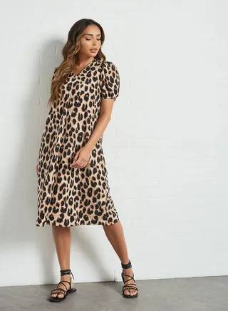Leopard Print Dress Multicolor 