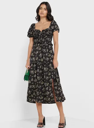 Square Neck Printed Dress 