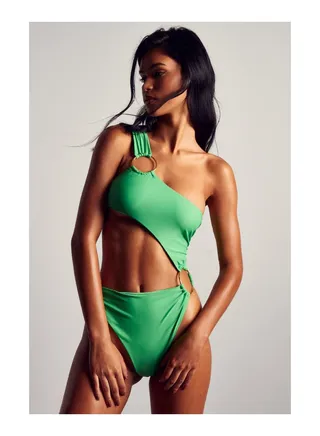 One Shoulder Ring Detail Swimsuit 