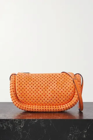 JW Anderson - Bumper-12 Leather-trimmed Crystal-embellished Suede Shoulder Bag - Orange
