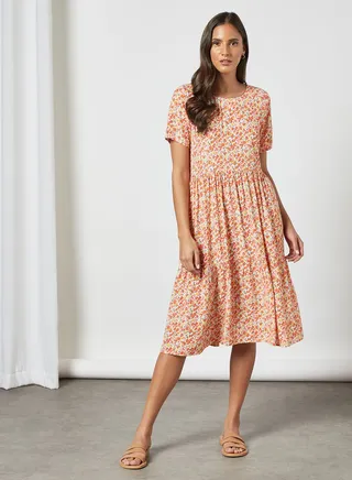 Floral Print Midi Dress Multicolour 