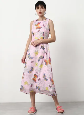 All-Over Printed Regular Fit Midi Dress Multicolour 