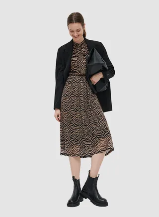 All-Over Print Midi Dress Black 