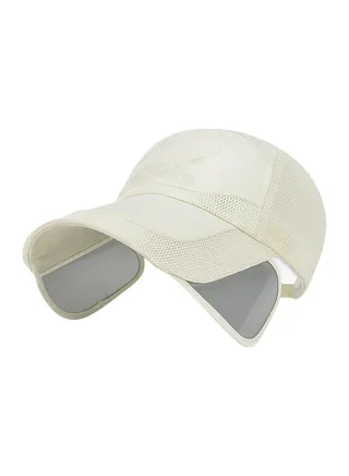 Letter Embroidery Retractable Visor Wide Brim Cap Off-White 