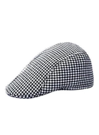 Flat Herringbone Country Peak Cap Black White 