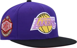 Men's Mitchell & Ness Purple Los Angeles Lakers Hardwood Classics Coast to Coast Fitted Hat