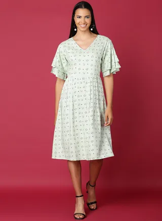 Fashionable Casual Dress Light Green 