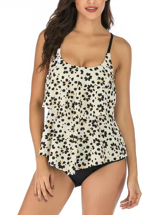 Top Swimsuit Printed Conservative Split Swimsuit for Women 