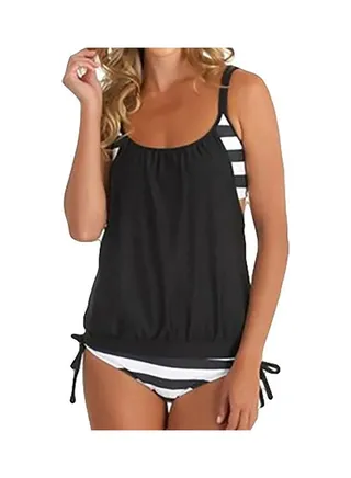 Stripe Pattern Swimwear Black/White 