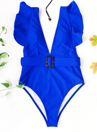One Piece Ruffle Swimsuit – Blue 
