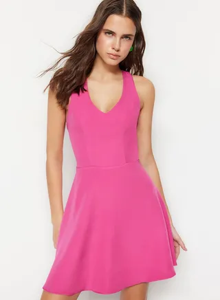 V-Neck Knitted Dress