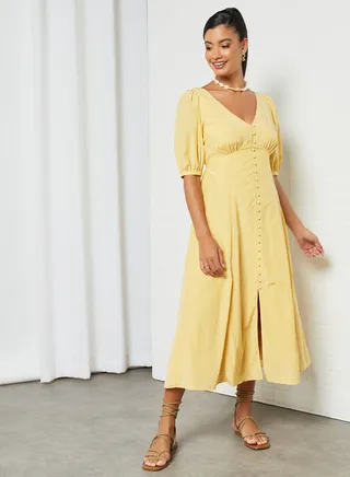 Belle Puff Sleeve Dress Yellow 