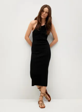 Ruched Front Cami Dress Black 