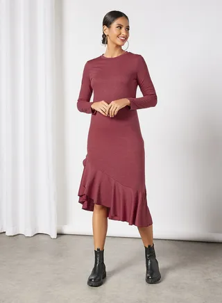 Fish Tail Midi Dress Red 