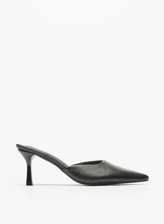 Womens Solid Slip On Mules with Stiletto Heels 