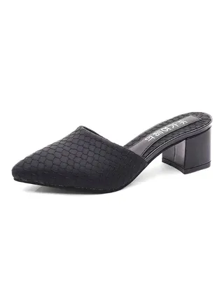 Pointed Toe Mule Heel Black 