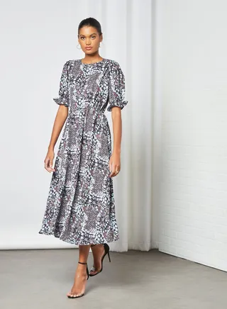All-Over Print Midi Dress Multicolour 