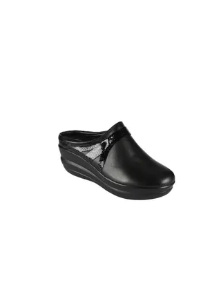 092-2436 Michelle Morgan Ladies Wedge Heel Clogs  19009-221 Black 36 