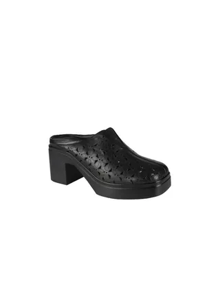 092-2438 Michelle Morgan Ladies Block Heel Clogs  2207-5 Black 36 