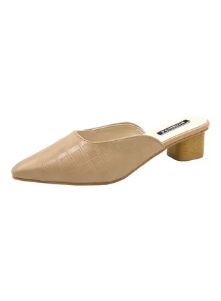 Stylish Heeled Mules Beige 