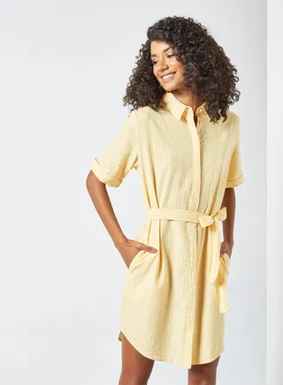 Striped Shirt Dress Cloud Dancer 