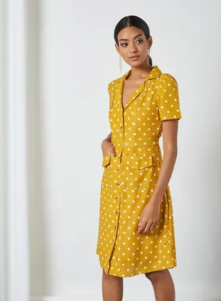 Retro Shirt Dress Mustard 