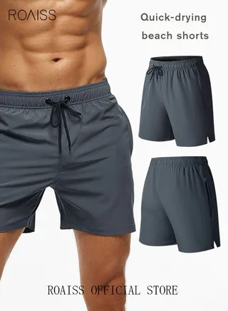 Men's Swimming Trunks Beachwear Quick Dry Beach Pants Gym Wear Fitness Workout Short Sports Running Boxer Swim Shorts Swimsuit Summer 