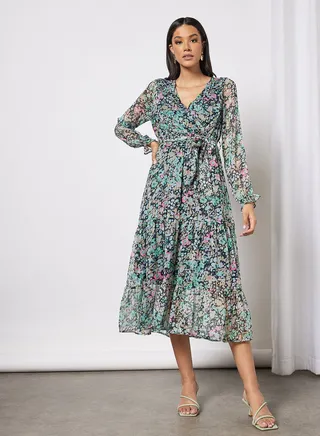 Floral Print Midi Dress 