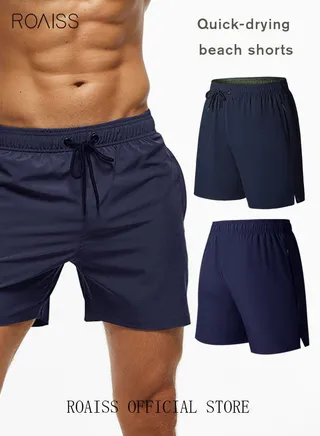 Men's Swimming Trunks Beachwear Quick Dry Beach Pants Gym Wear Fitness Workout Short Sports Running Boxer Swim Shorts Swimsuit Summer 