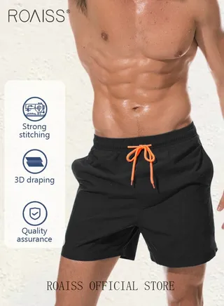 Men's Swimming Trunks Beachwear Quick Dry Beach Pants Gym Wear Fitness Workout Short Sports Running Boxer Swim Shorts Swimsuit Summer 