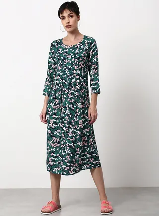 Regular Fit Casual Dress Green 