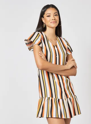 Striped Midi Dress Multicolour 