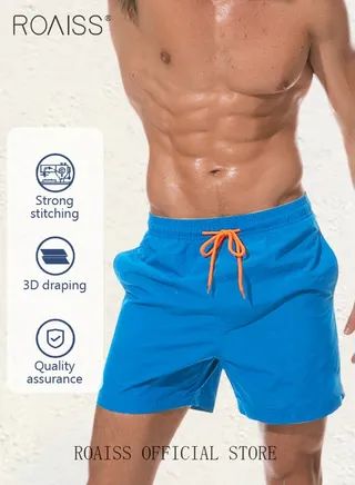 Men's Swimming Trunks Beachwear Quick Dry Beach Pants Gym Wear Fitness Workout Short Sports Running Boxer Swim Shorts Swimsuit Summer 