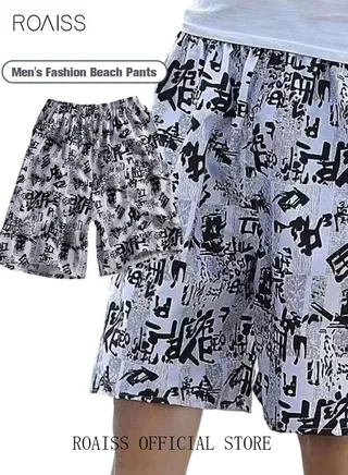 Men's Beachwear Quick Dry Beach Pants Swimming Trunks Leaves Pattern Thin Five-point Casual Pants Sports Running Boxer Swim Shorts Swimsuit Summer Multicolor 