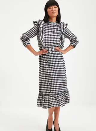 Checked Rufflel Detail Skirt