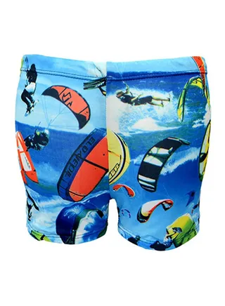 Cool Board Printed Quick Dry Swim Shorts Light Blue/Black/Green 