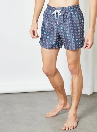 Printed Swim Shorts Dark Navy 