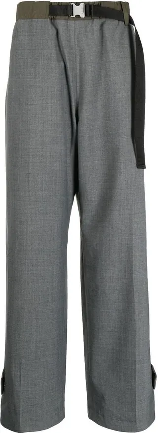 Belted-Waist Wide-Leg Trousers