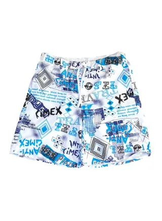 Printed Swim Shorts White/Blue/Black 