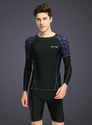 Swim Shorts And Crew Neck T-Shirt Black 