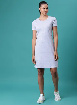 Solid Pattern Mini T-Shirt Dress Oatmeal Melange 