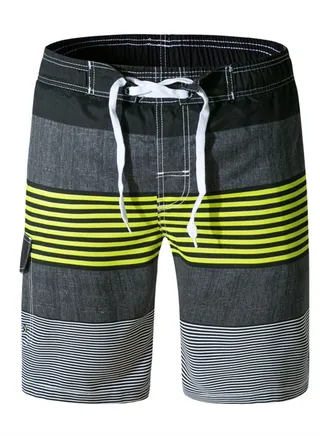 Men's Striped Beach Shorts Grey/Green 
