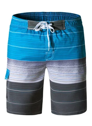 Men's Striped Beach Shorts Blue 