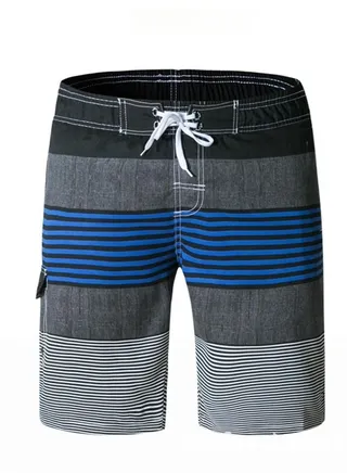 Men's Striped Beach Shorts Gery/Blue 
