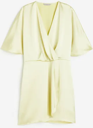 Satin Wrap-front Dress