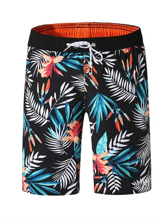 Men's Sport Loose Breathable Swimming Leaf Shorts Multicolour 