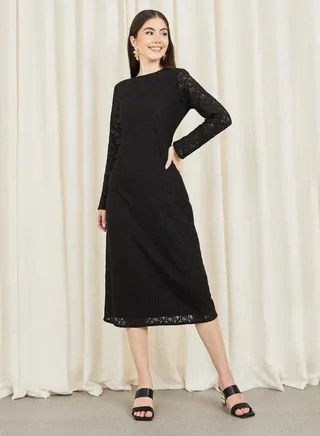 All Over Lace Sheath Midi Dress 