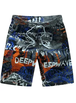 Men With Monogram Beach Shorts Blue 