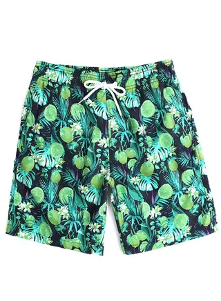 Sports Loose Breathable Swimming Printing Shorts Green 